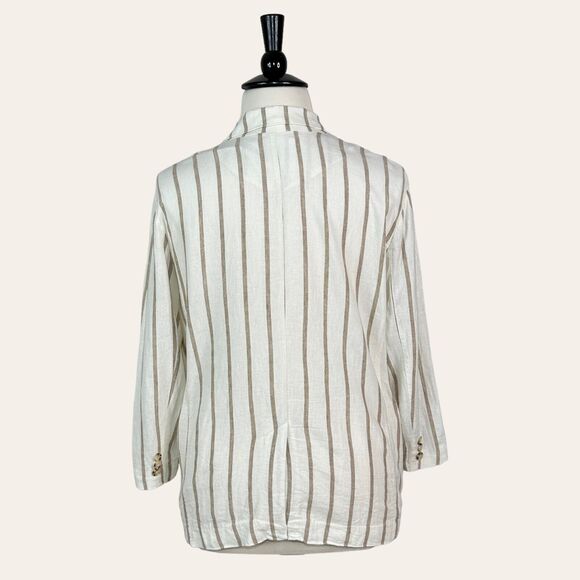 Rails Women's Flynn Mojave Linen Blend Stripe Cream Brown Blazer/Jacket Size XL - Picture 3 of 10